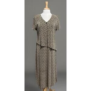 Connected Apparel Vintage 90s Black Cream Whimsigoth Grunge Maxi Vest Dress 12